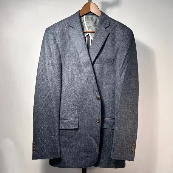 NWT WALTER MORTON HSM 41L  nail head Steel Blue 2 Btn 93%Wool 3%Cashmere USA - Picture 2 of 10